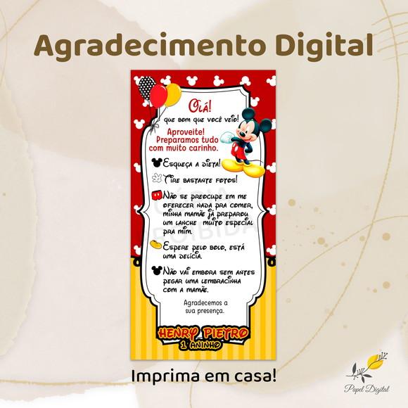 Agradecimento Digital Mickey Modelo 2