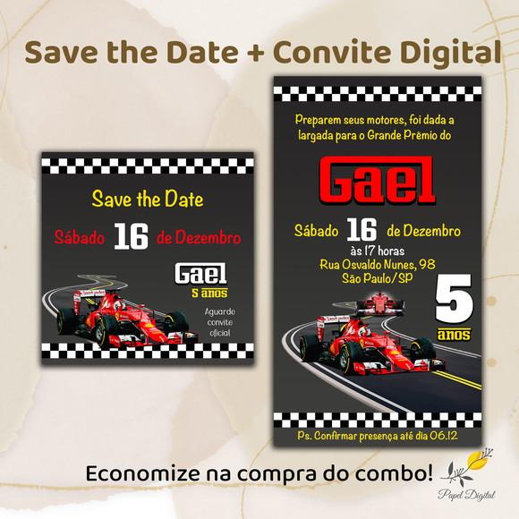 Convite + Save The Date Digital Fórmula 1