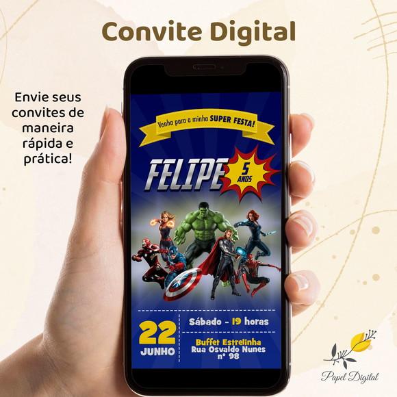 Convite Digital Vingadores Modelo 5
