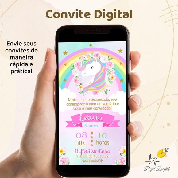 Convite Digital Unicórnio Modelo 7