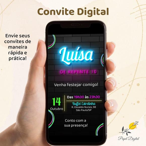 Convite Digital Neon Modelo 3