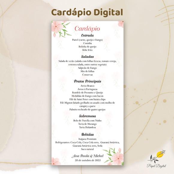 Cardápio Digital Festa de Casamento Modelo 3