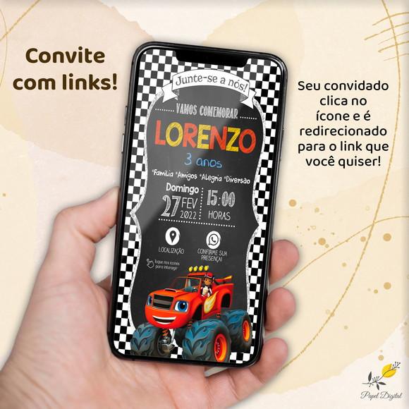 Convite Interativo Blaze And The Monster Machines