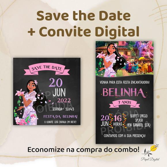 Convite + Save The Date Digital Encanto Isabela
