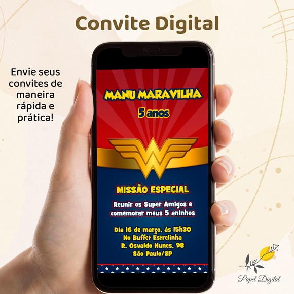 Convite Digital Mulher Maravilha Modelo 5