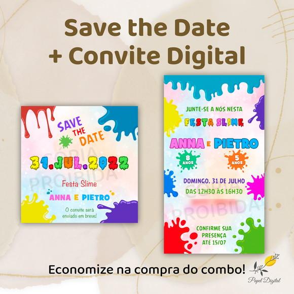 Convite + Save The Date Digital Slime