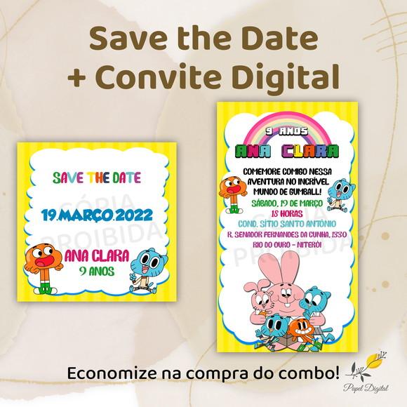 Convite + Save The Date Digital Gumball
