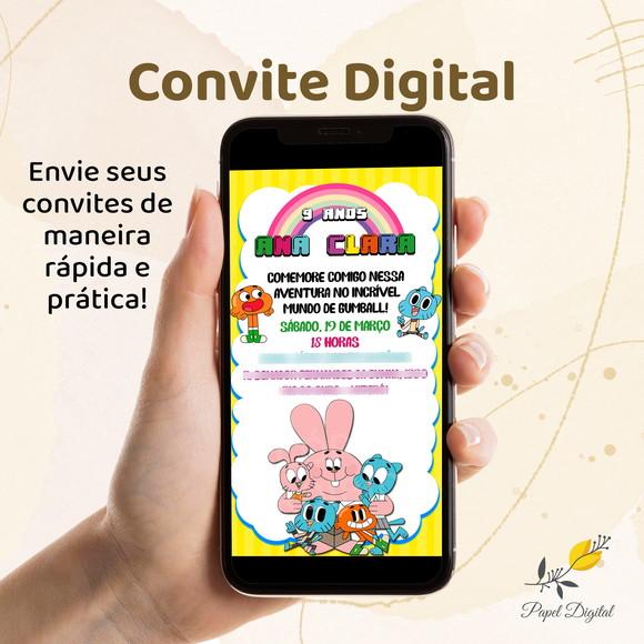 Convite Digital Incrível Mundo de Gumball