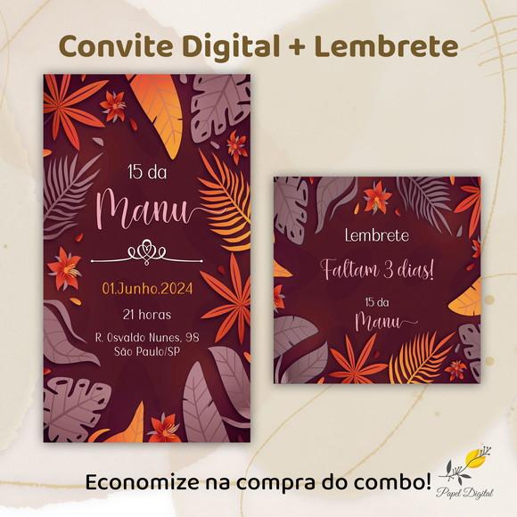 Convite + Lembrete Digital Tropical Modelo 1