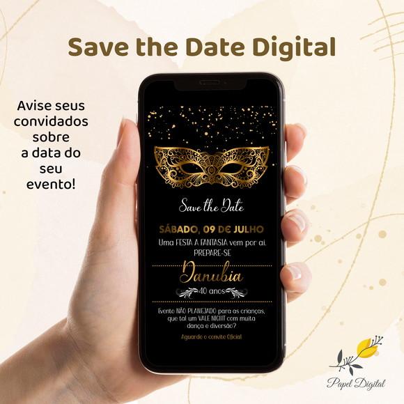 Save The Date Digital Festa à Fantasia Modelo 2