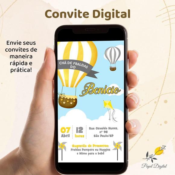 Convite Digital Balões Modelo 1