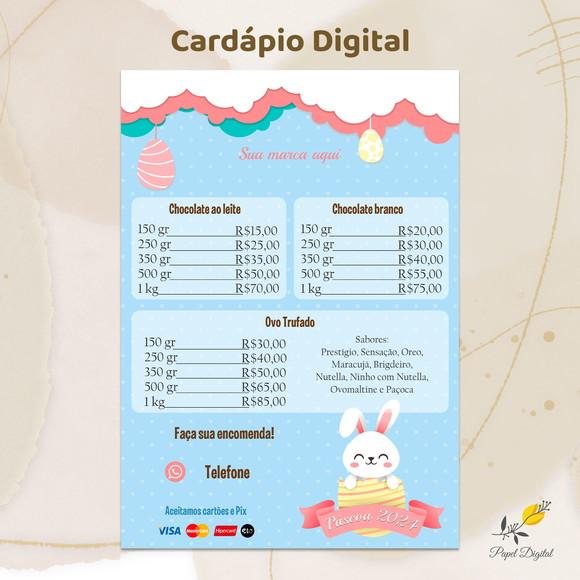 Cardápio Digital Páscoa Modelo 6