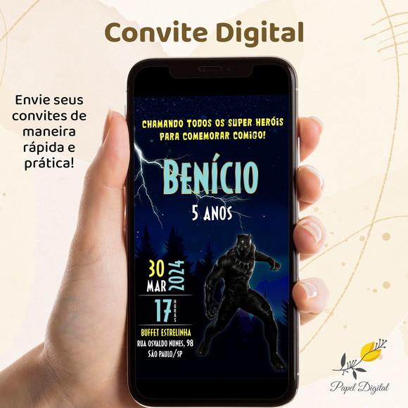 Convite Digital Pantera Negra Modelo 2