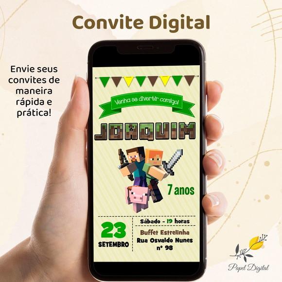 Convite Digital Minecraft Modelo 4