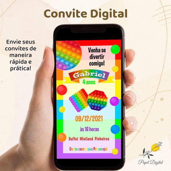 Convite Digital Pop It Modelo 3