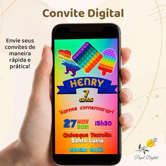 Convite Digital Pop It Modelo 1