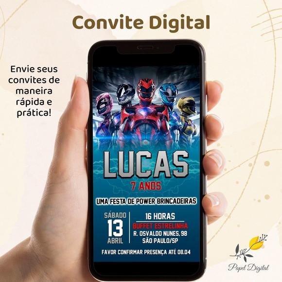 Convite Digital Power Rangers Modelo 2