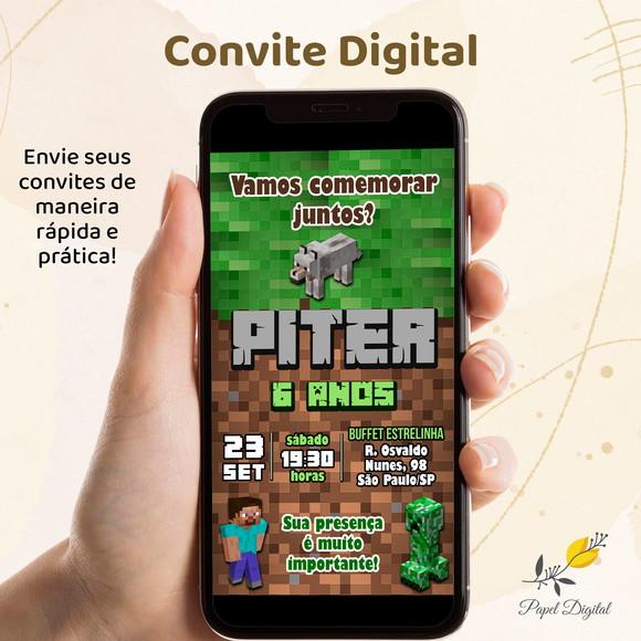 Convite Digital Minecraft Modelo 3