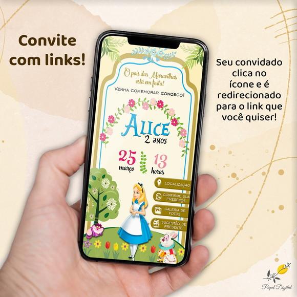 Convite Interativo Alice no País das Maravilhas