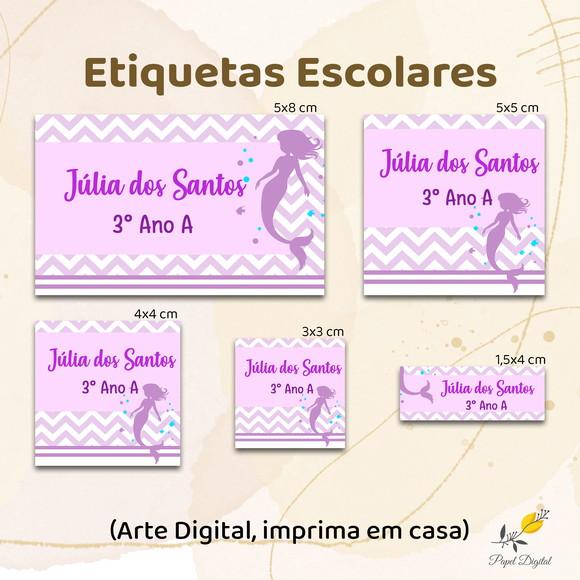 Etiquetas Escolares Sereia - Arte Digital