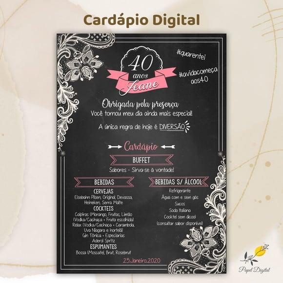 Cardápio Digital Festa Aniversário