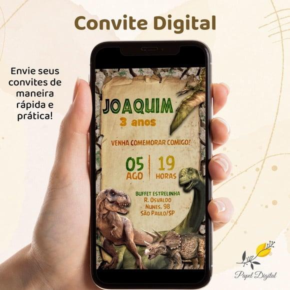 Convite Digital Dinossauro Modelo 3