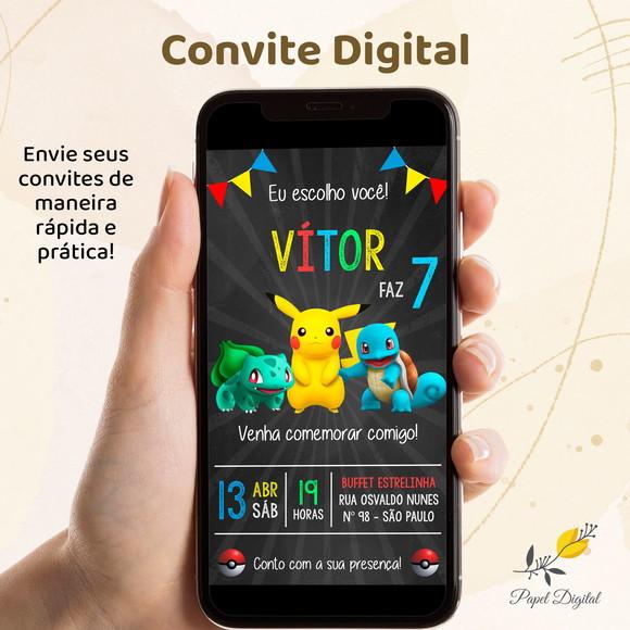 Convite Digital Pokemon Modelo 3