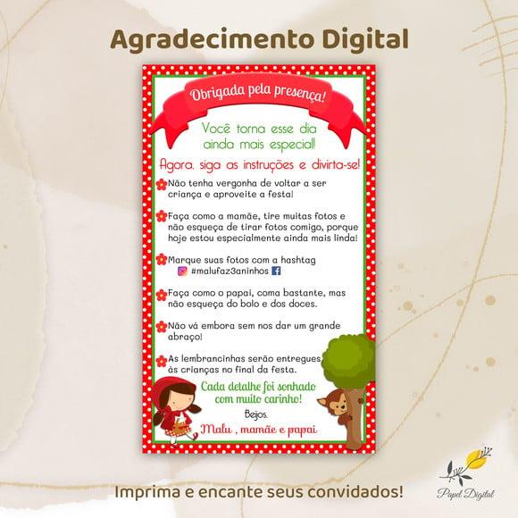 Agradecimento Digital Chapeuzinho Vermelho