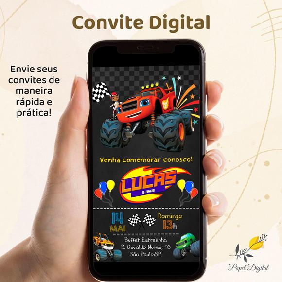 Convite Digital Blaze and the Monster Machines Modelo 2