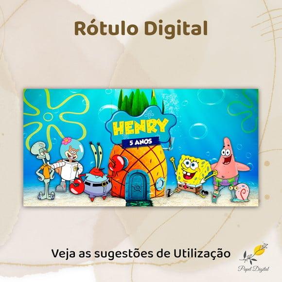 Rótulo Digital Cofrinho ou Caneca Bob Esponja