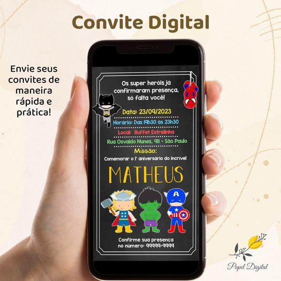 Convite Digital Super Heróis Modelo 9