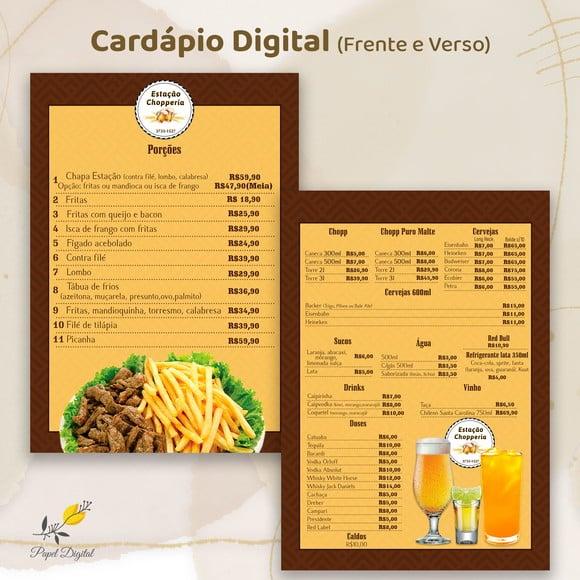 Cardápio Digital Modelo 10 (frente e Verso)