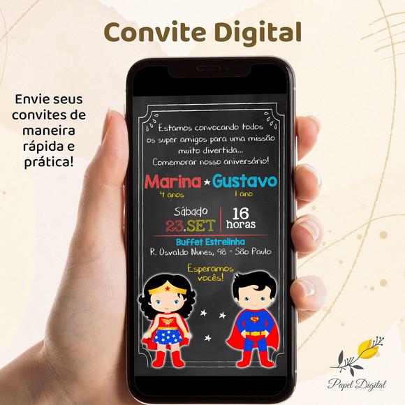 Convite Digital Super Heróis Modelo 7