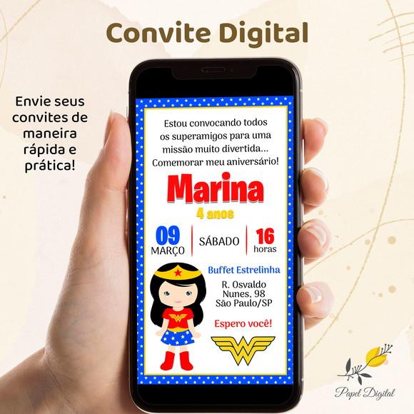 Convite Digital Mulher Maravilha Modelo 4
