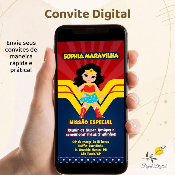 Convite Digital Mulher Maravilha Modelo 3
