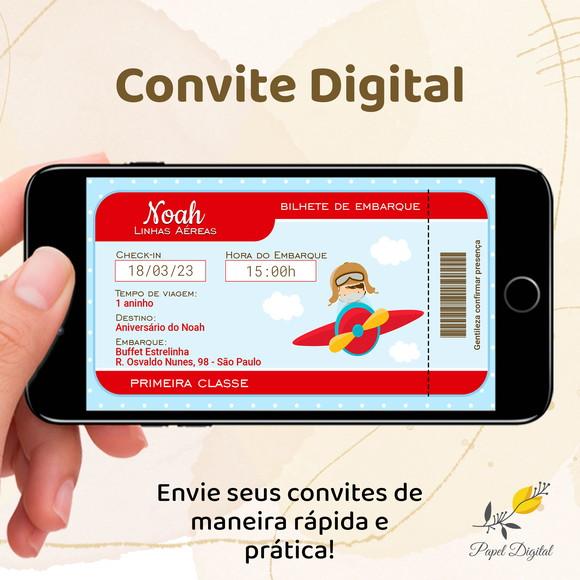 Convite Digital Aviador Modelo 3