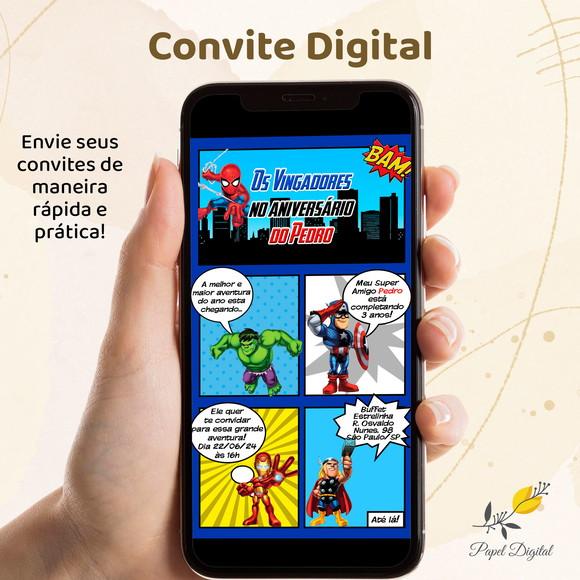 Convite Digital Vingadores Modelo 4