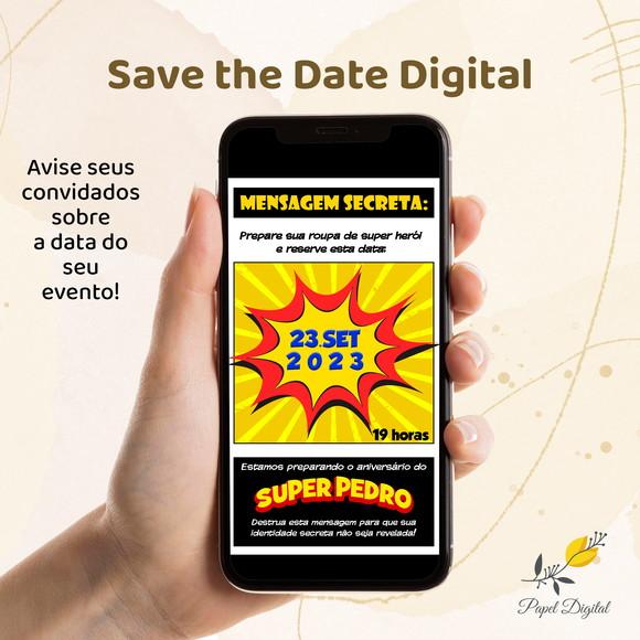 Save The Date Digital Super Heróis Modelo 1