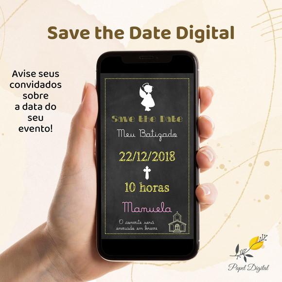 Save the Date Digital Batizado Modelo 1