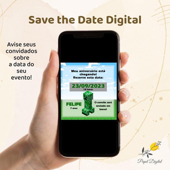 Save The Date Digital Minecraft Modelo 2
