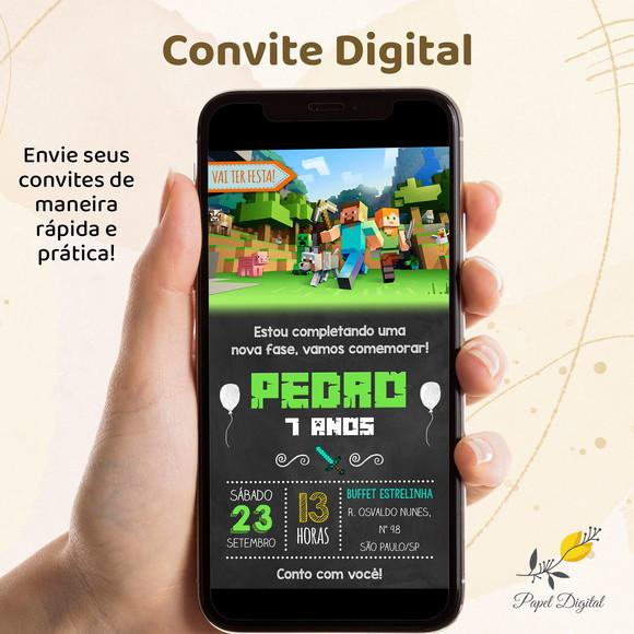 Convite Digital Minecraft Modelo 2