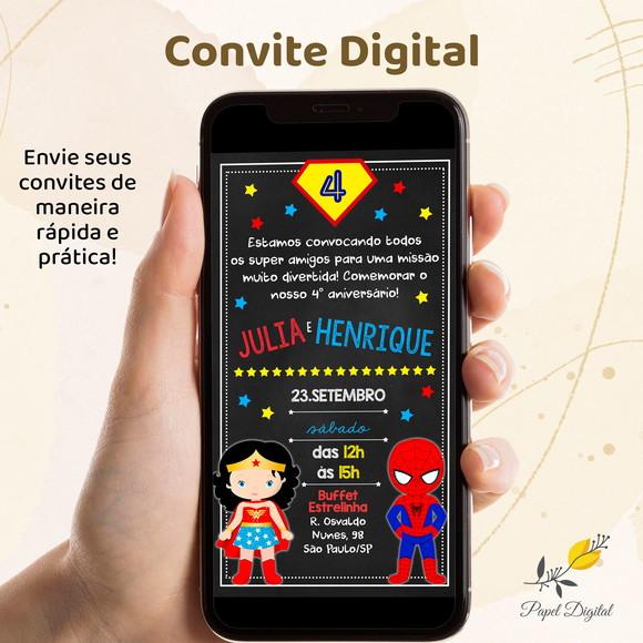 Convite Digital Super Heróis Modelo 6
