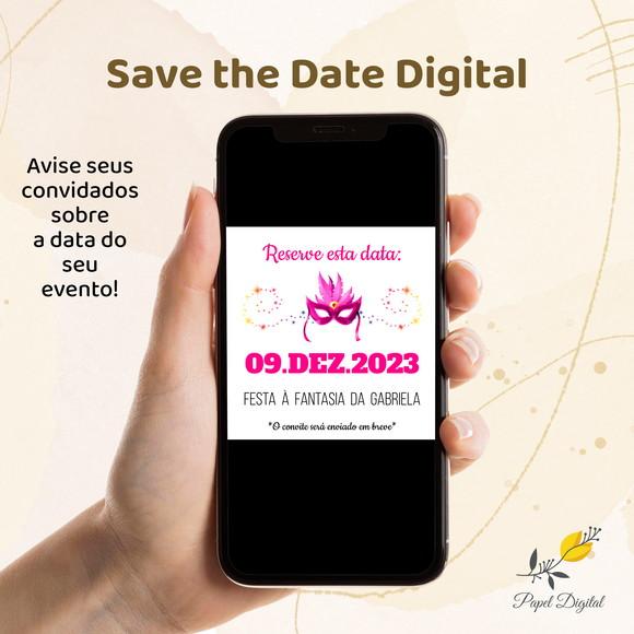 Save The Date Digital Festa à Fantasia Modelo 1