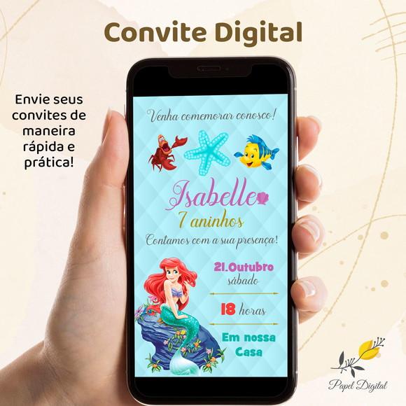 Convite Digital Pequena Sereia Modelo 4
