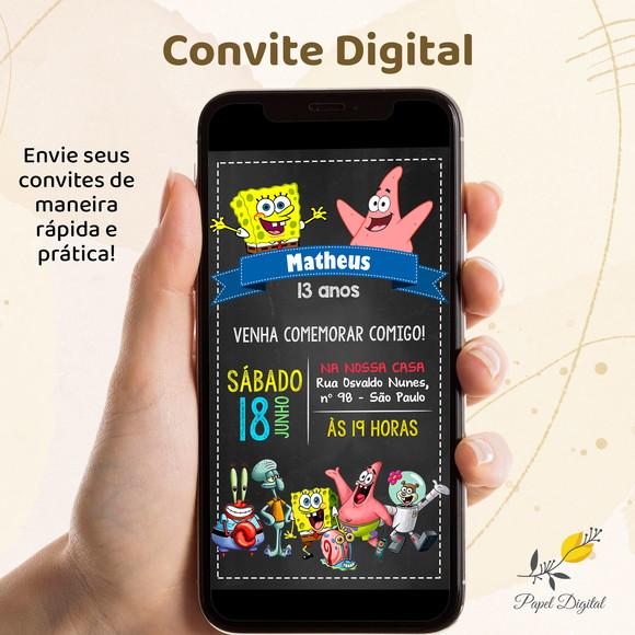 Convite Digital Bob Esponja