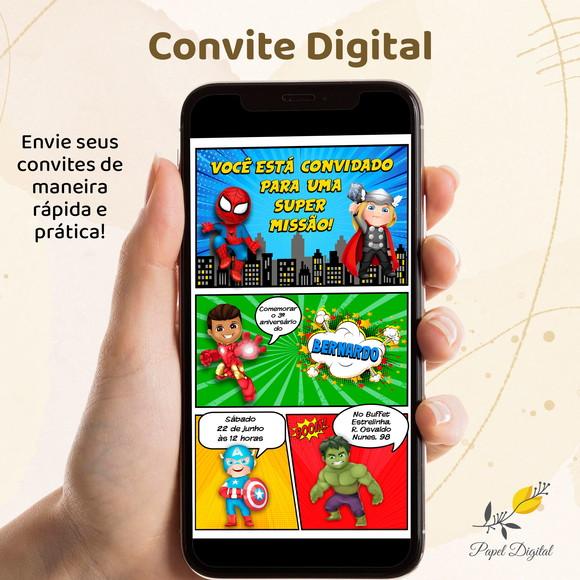 Convite Digital Vingadores Modelo 2
