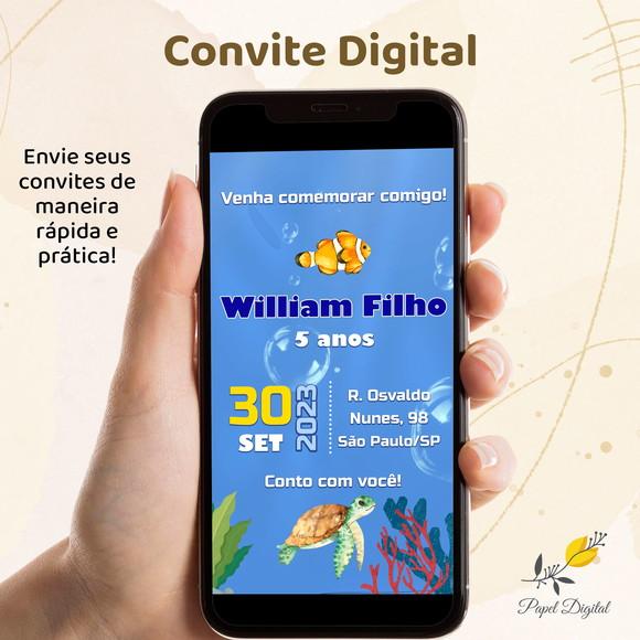 Convite Digital Fundo do Mar Modelo 5