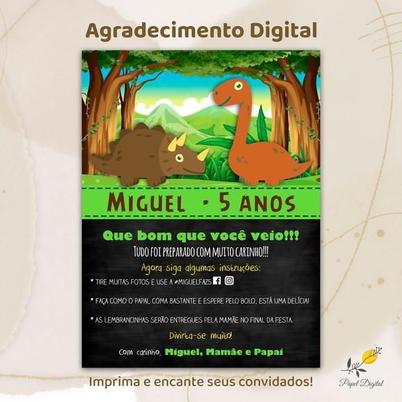 Agradecimento Digital Dinossauro Modelo 1