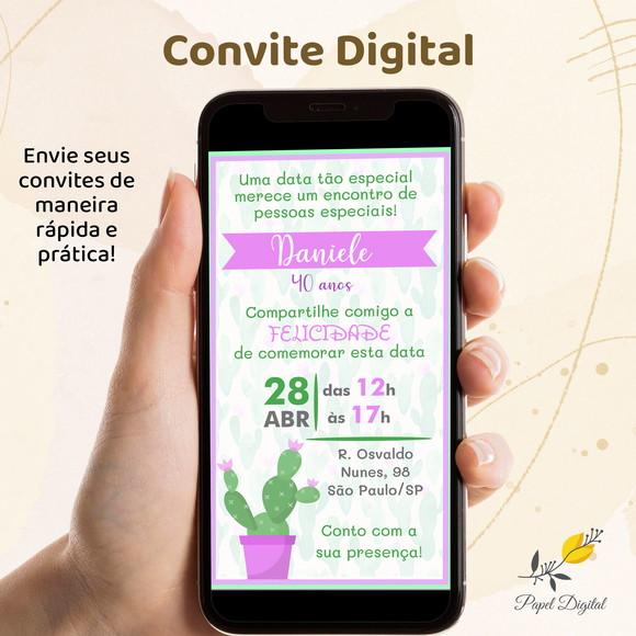 Convite Digital Cacto Modelo 1