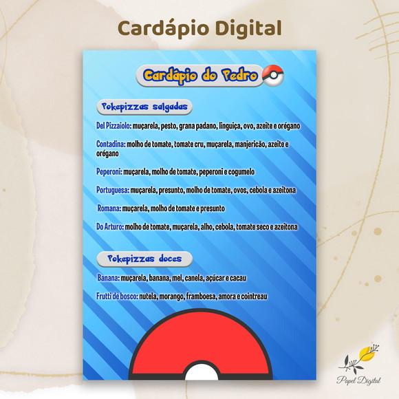Cardápio Digital Festa Infantil Pokemon Modelo 1